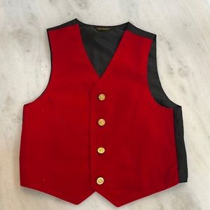 Red velvet vest with gold buttons